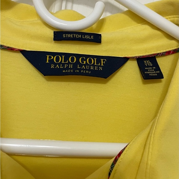Polo Golf Ralph Lauren Stretch Lisle Men's Size XXL Yellow with plaid details - Picture 2 of 12